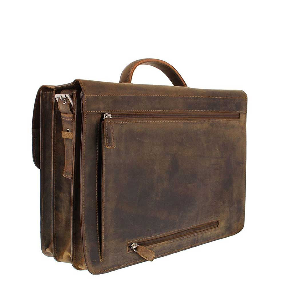 Plevier Retro Zeppelin Laptop Bag 3 compartments 17.3" brown