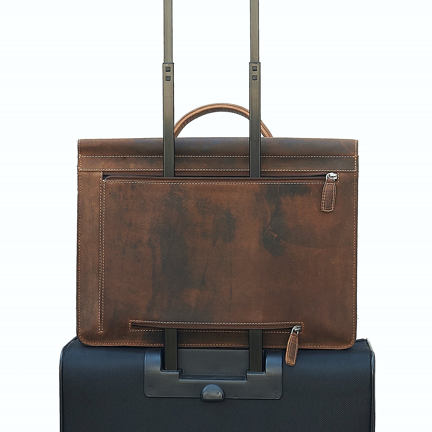 Plevier Retro Zeppelin Laptop Bag 3 compartments 17.3" brown