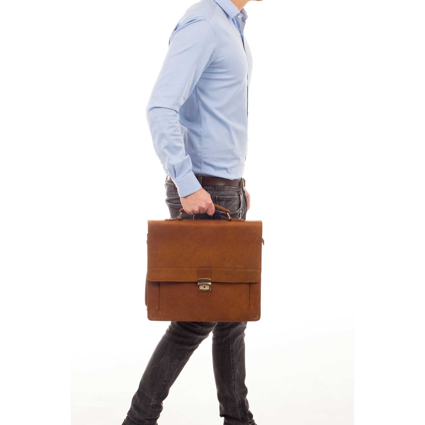 Burkely Scott Vintage Briefcase 2 Compartment cognac