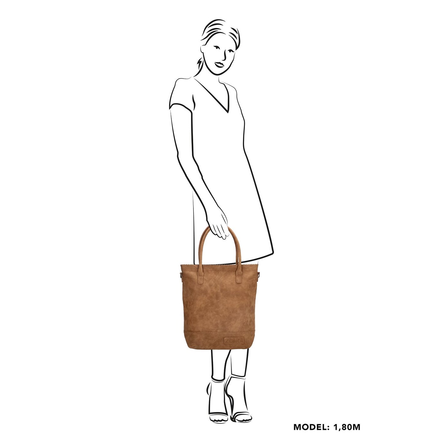 Zebra Trends Kartel Met Rits Shopper camel