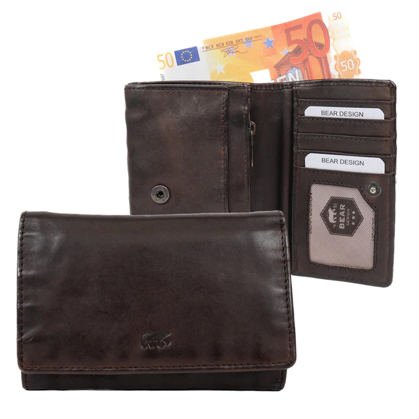 Bear Design Cow Lavato Wallet brown