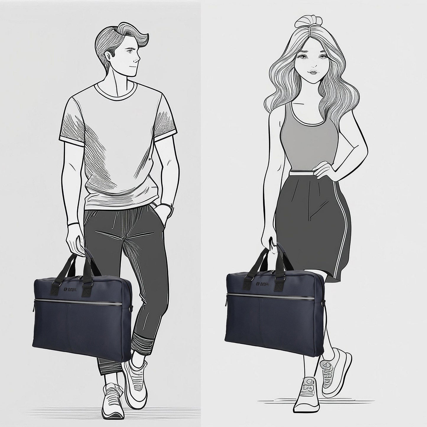 Enrico Benetti Bergen PU Laptop Shoulderbag 17" navy