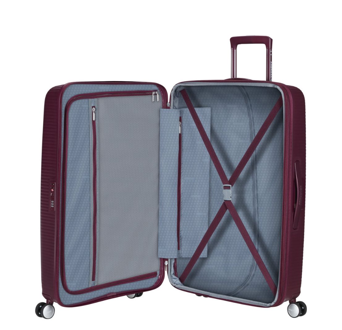 American Tourister Soundbox Spinner 77/28 TSA Expandable wild cherry