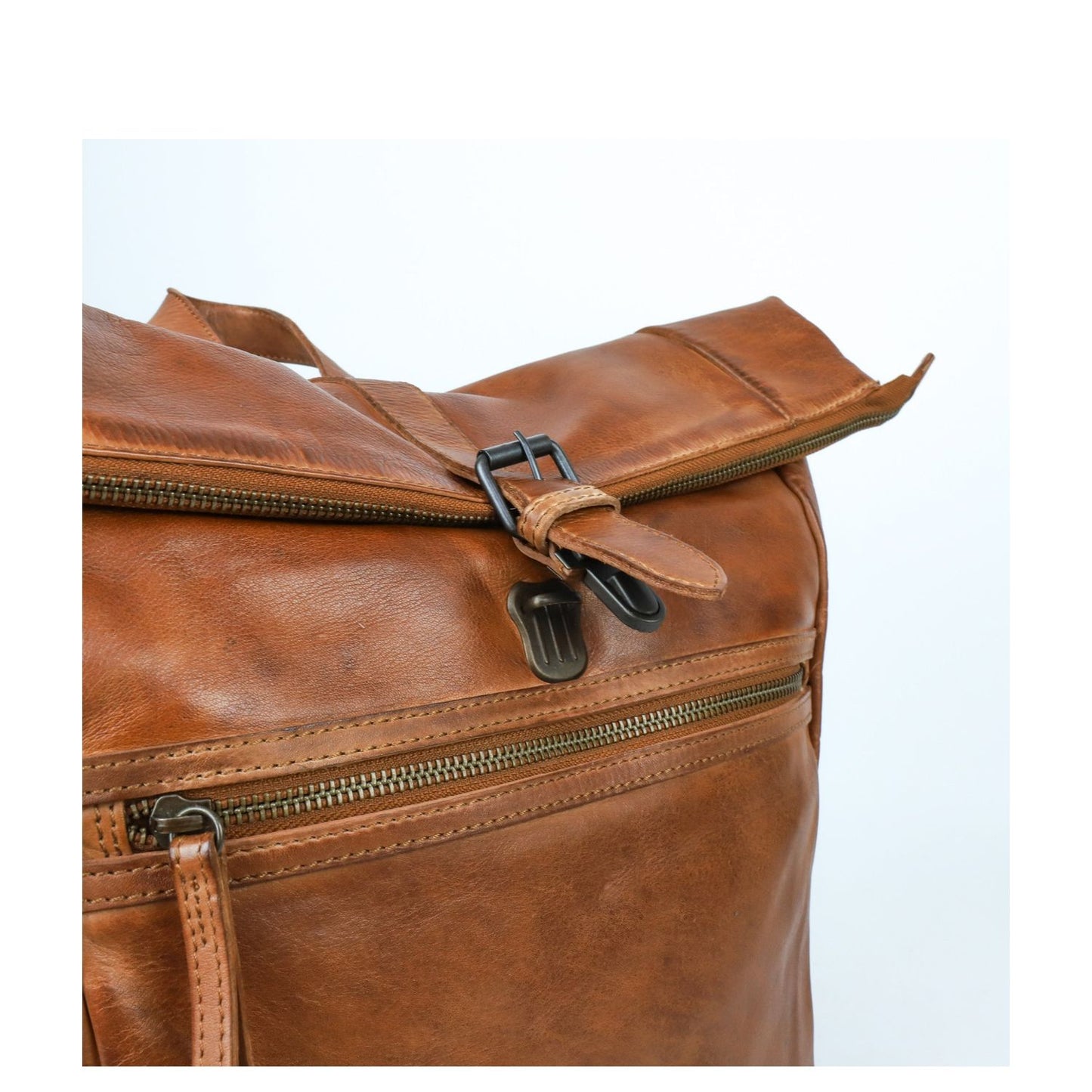 Bear Design Cow Lavato Pergola Rolltop Backpack 13" cognac