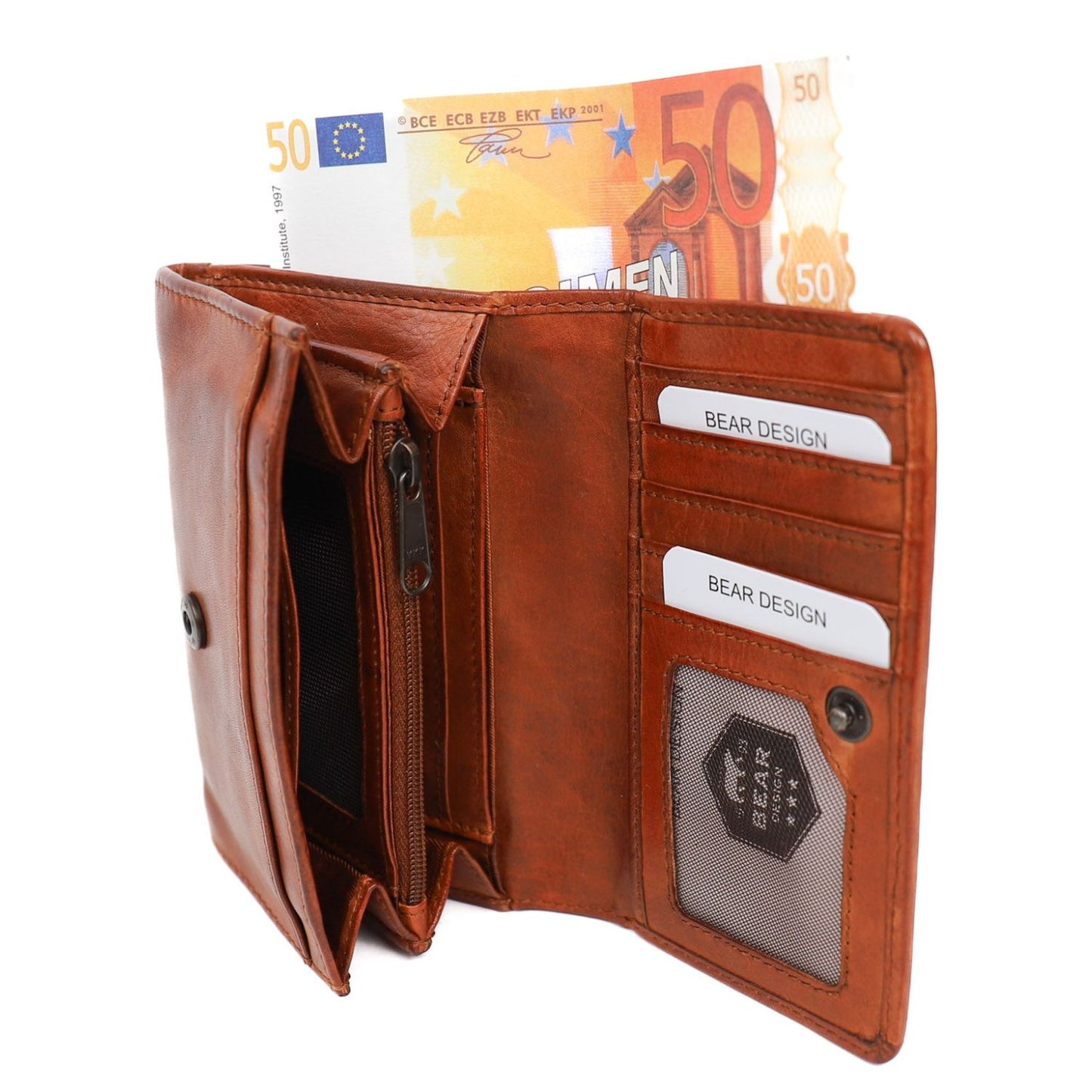 Bear Design Cow Lavato Wallet cognac