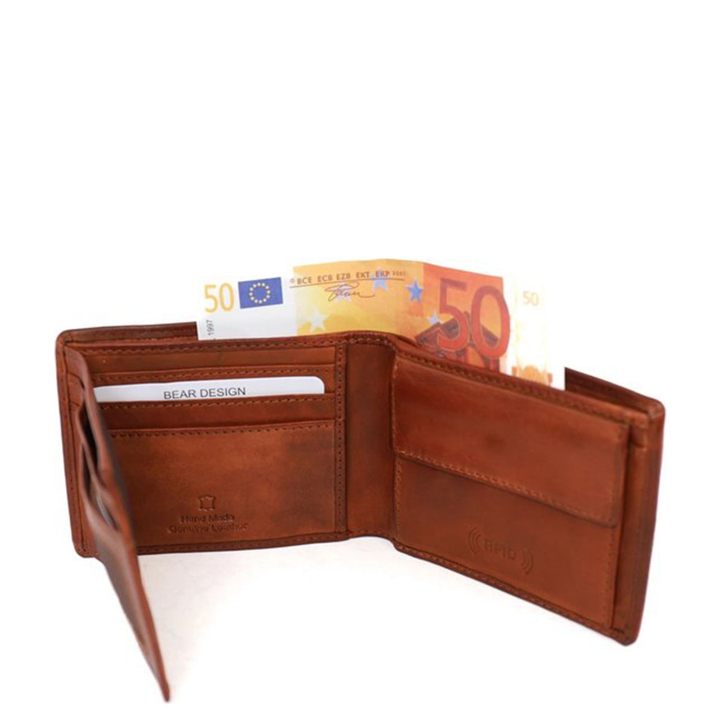 Bear Design Wesley Billfold Wallet cognac