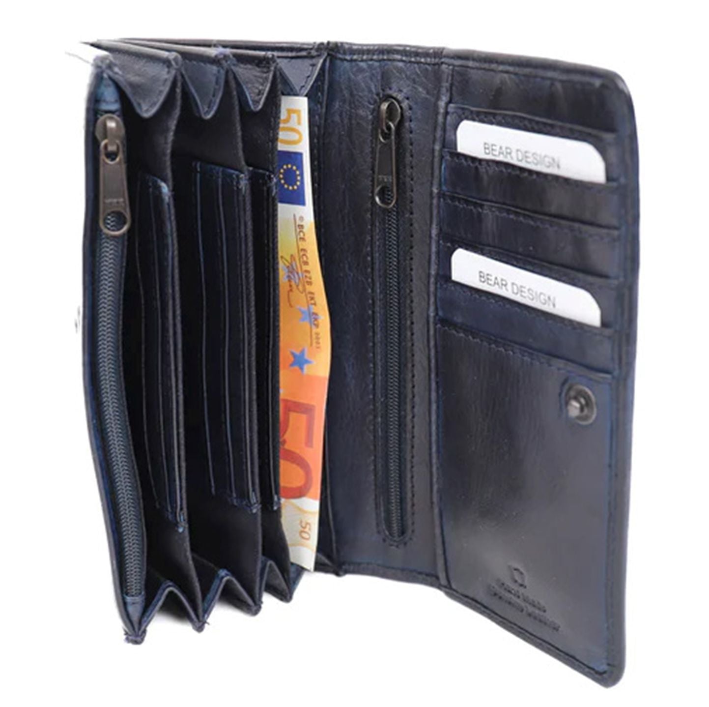 Bear Design Cow Lavato Wallet 12 cc blue