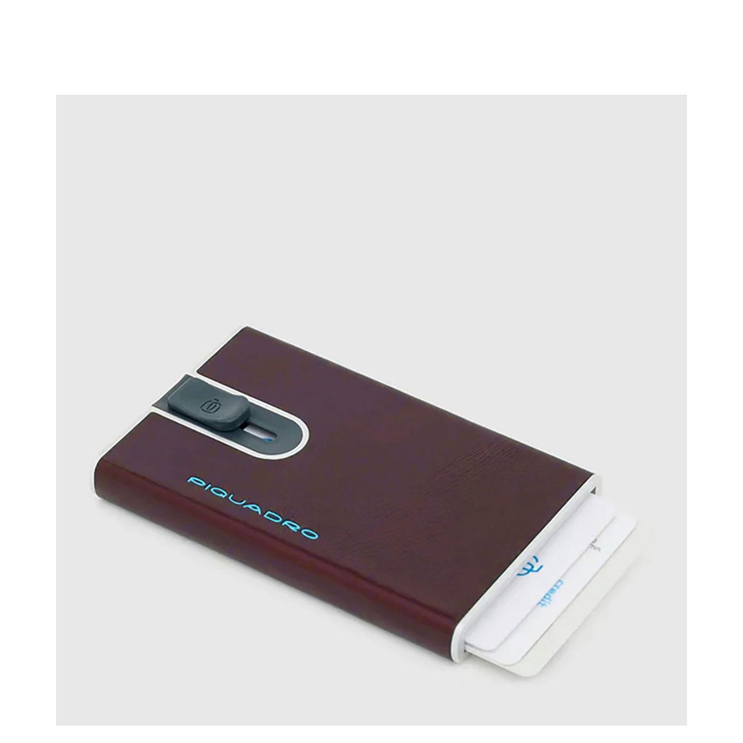 Piquadro Blue Square Creditcard Case With Sliding System mahogany