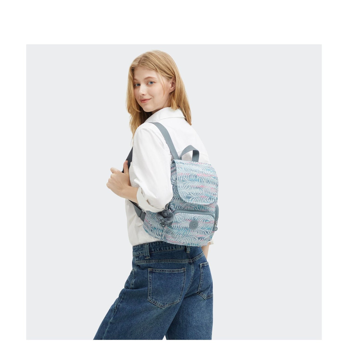 Kipling City Zip Mini Backpack palmtree leaves