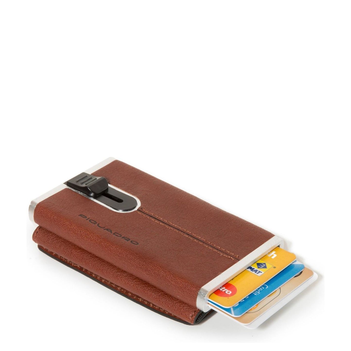 Piquadro Black Square Compact Wallet For Banknotes And Creditcards tobacco