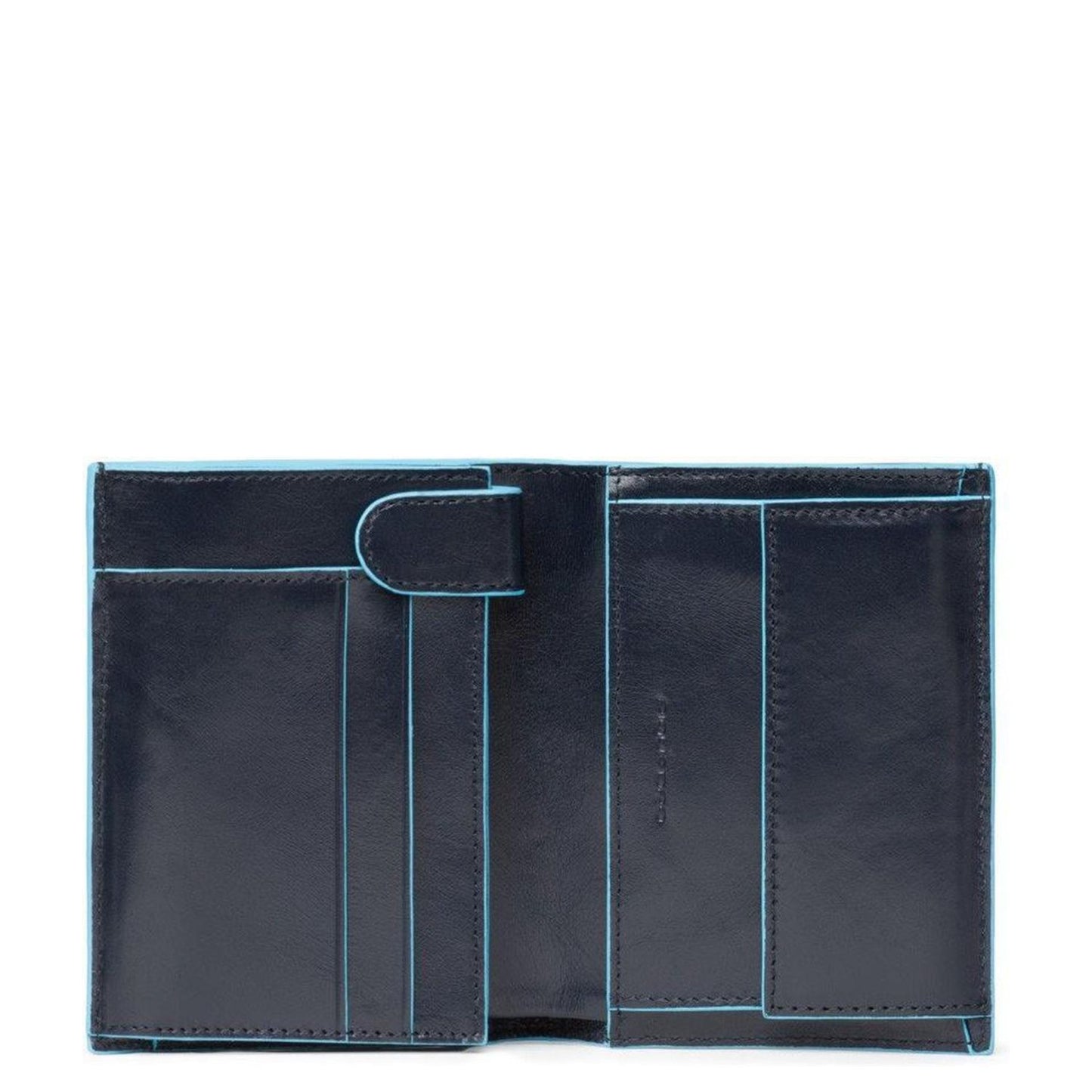 Piquadro Blue Square Vertical Wallet 10 Cards With Coin Case night blue
