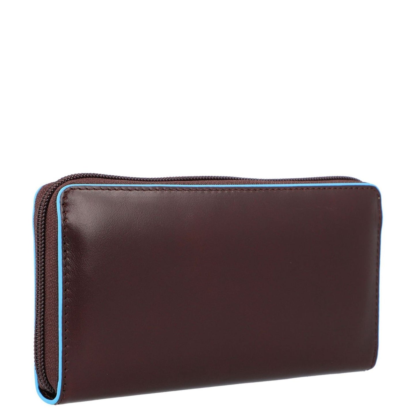 Piquadro Blue Square Women Zip Long Wallet mahogany