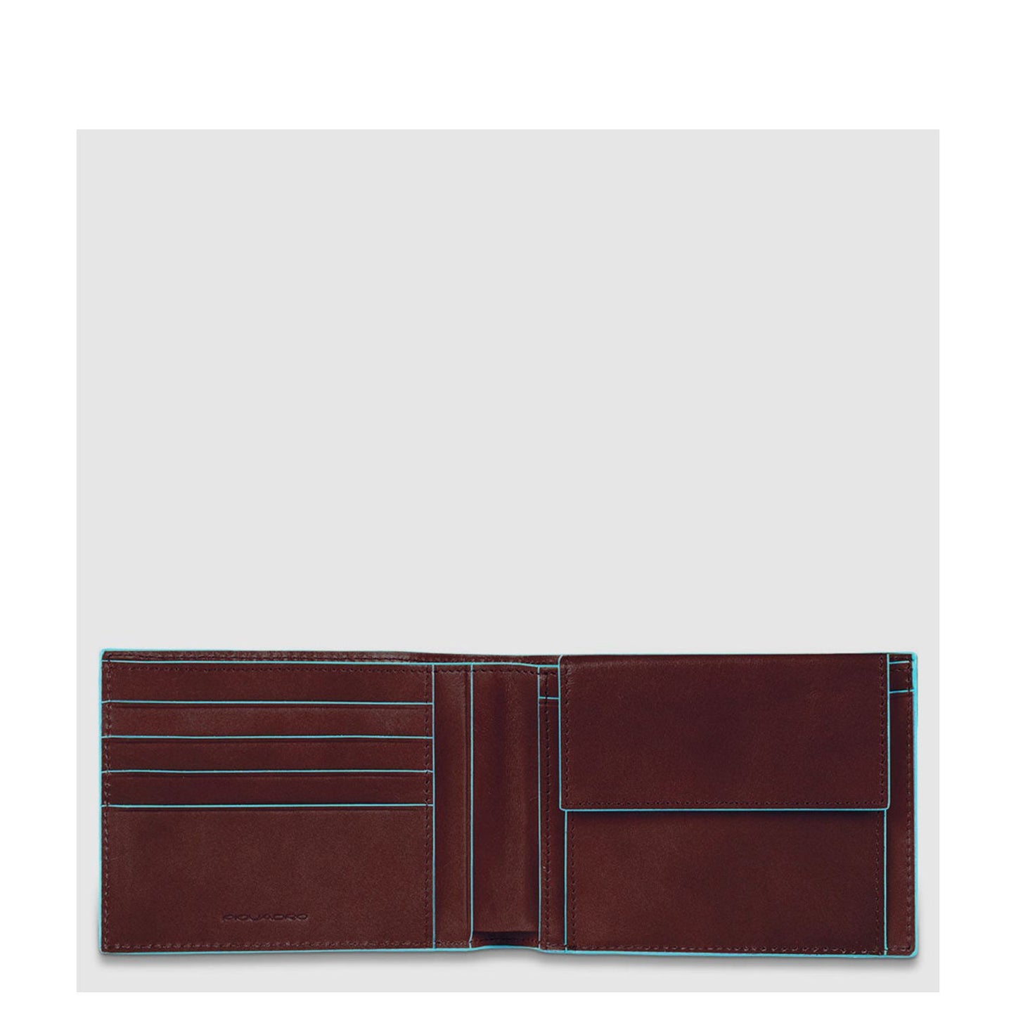 Piquadro Blue Square Men's Wallet With Coin Pocket mahogany