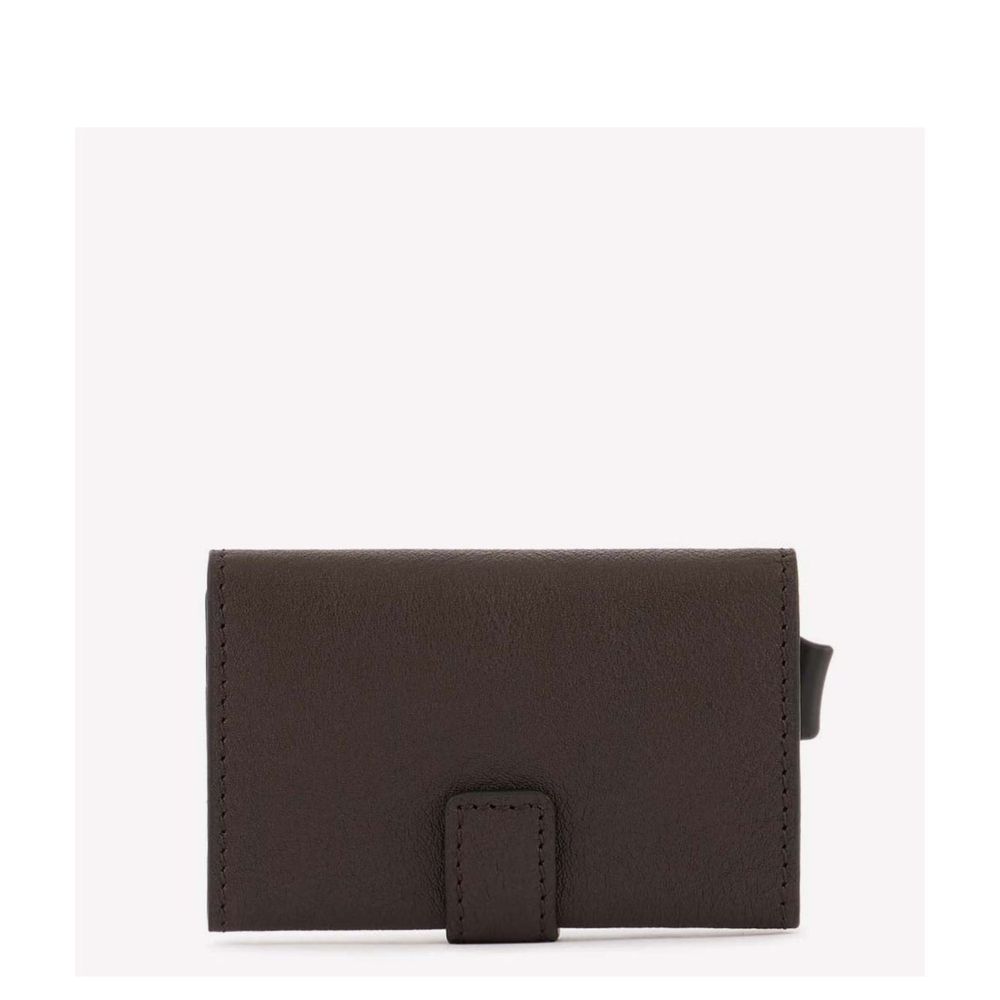 Piquadro Black Square Credit Card Holder Case Metal dark brown