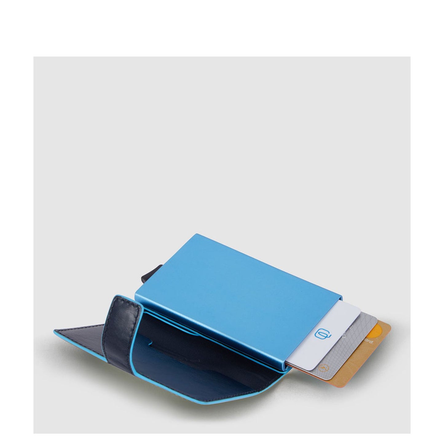Piquadro Blue Square Credit Card Holder Case dark blue