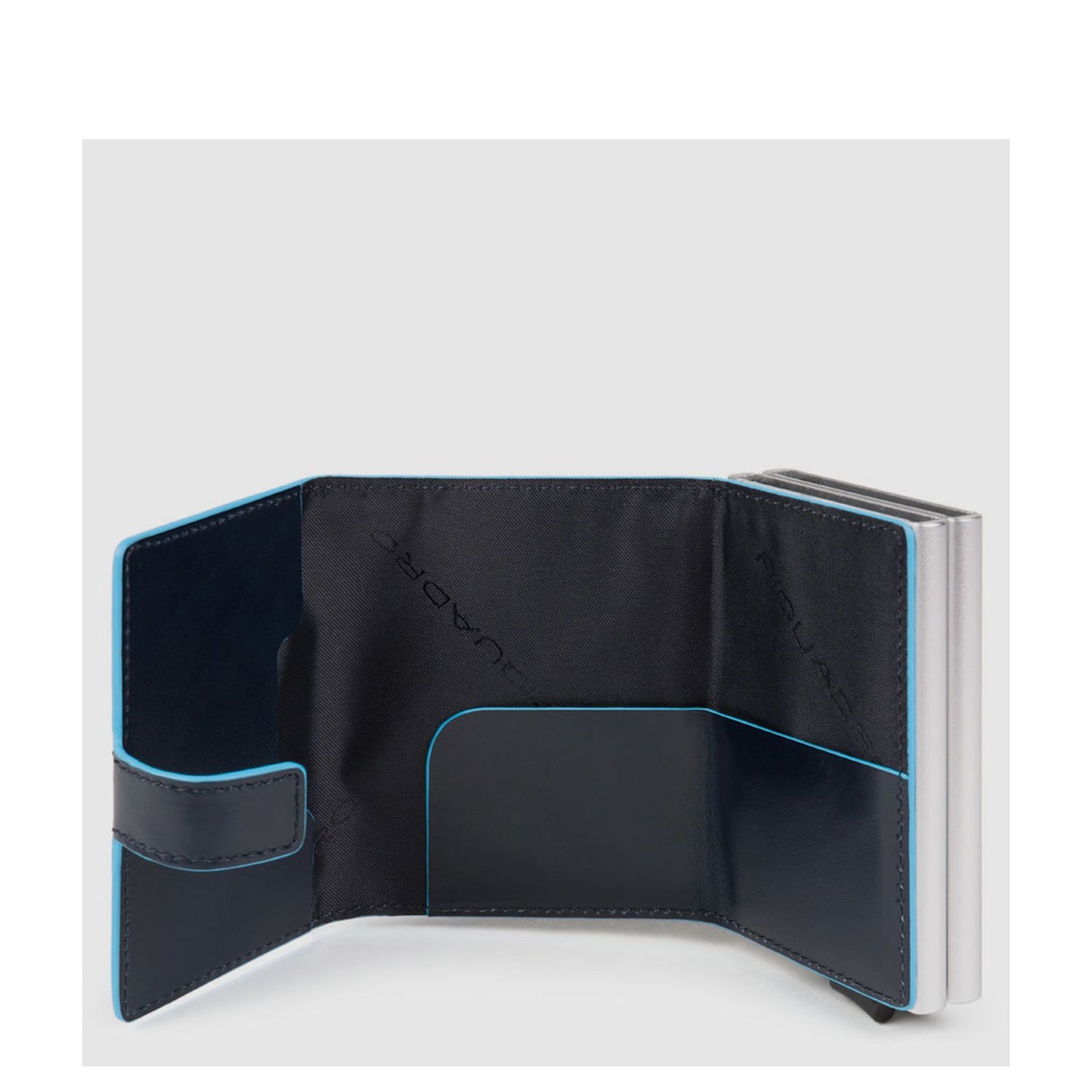 Piquadro Blue Square Double Credit Card Case With Sliding System night blue