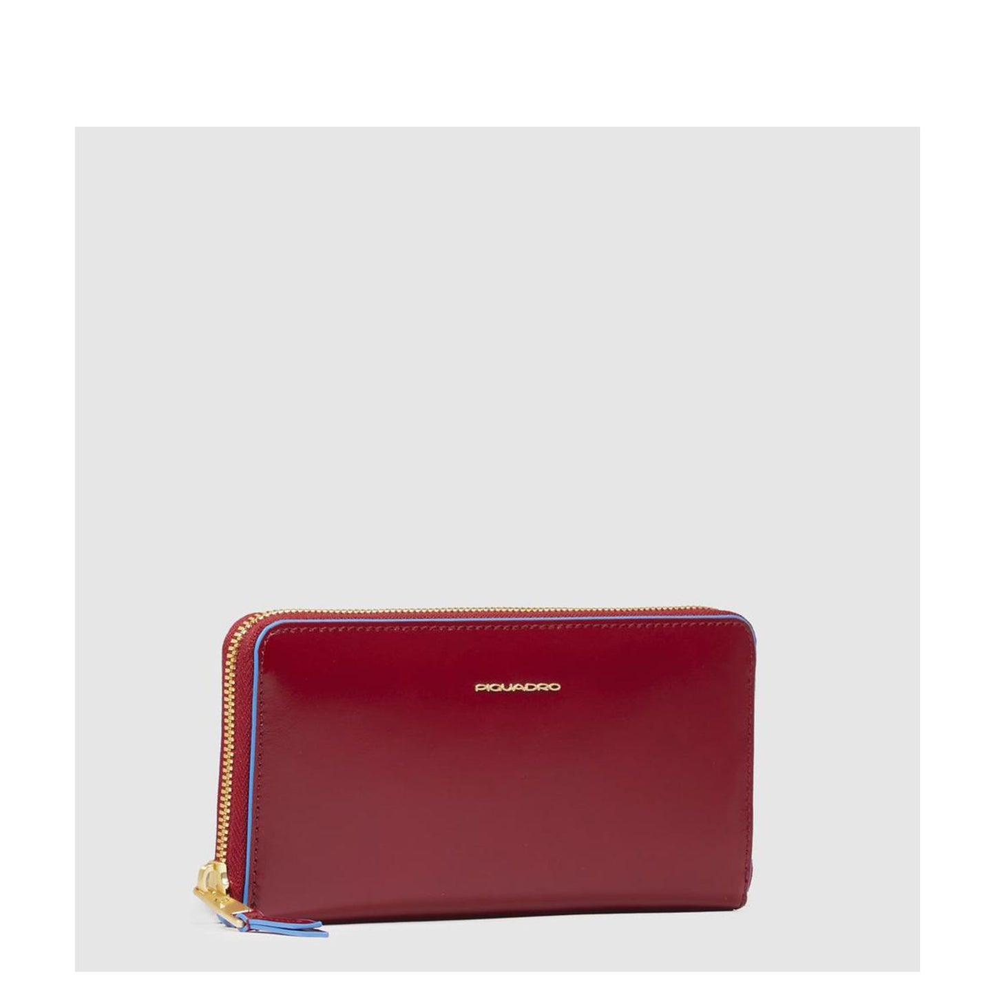 Piquadro Blue Square Women Zip Long Wallet red
