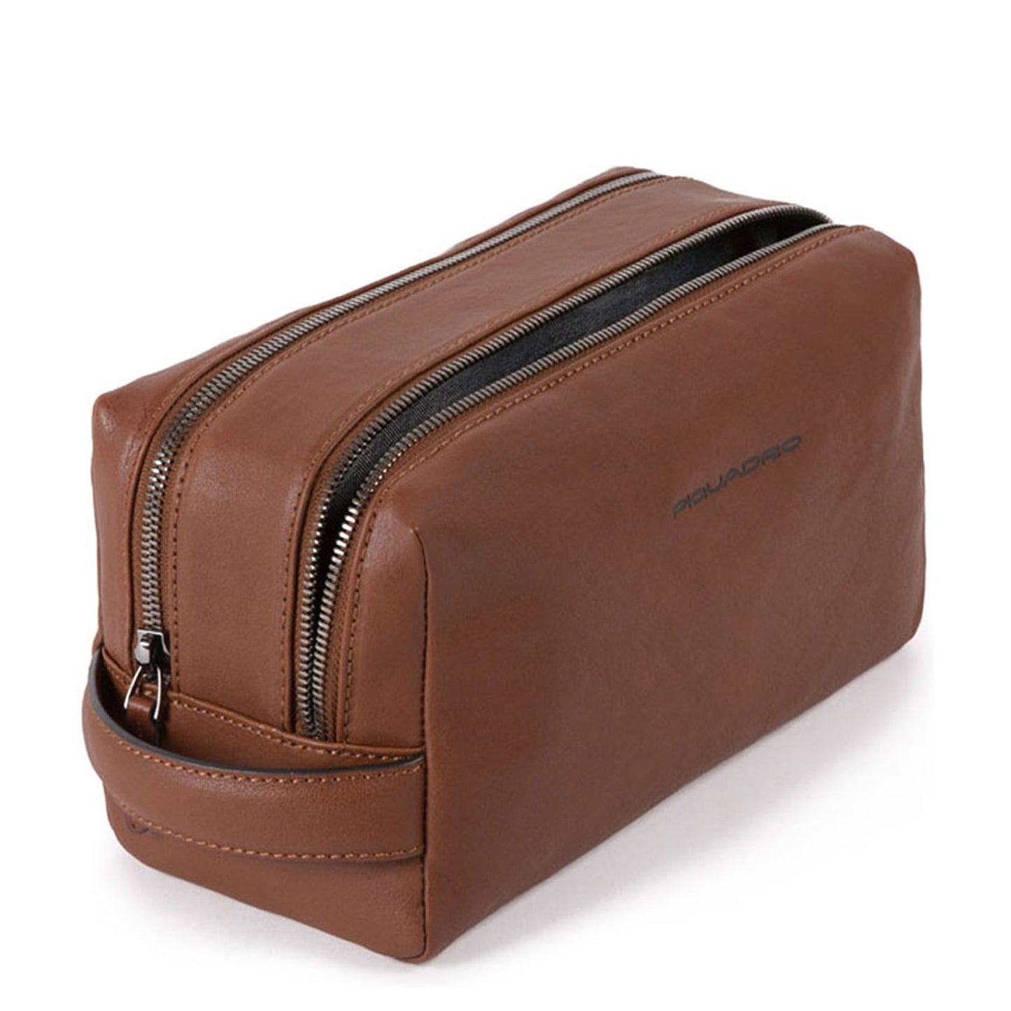 Piquadro Black Square Toiletry Bag Two Dividers tobacco