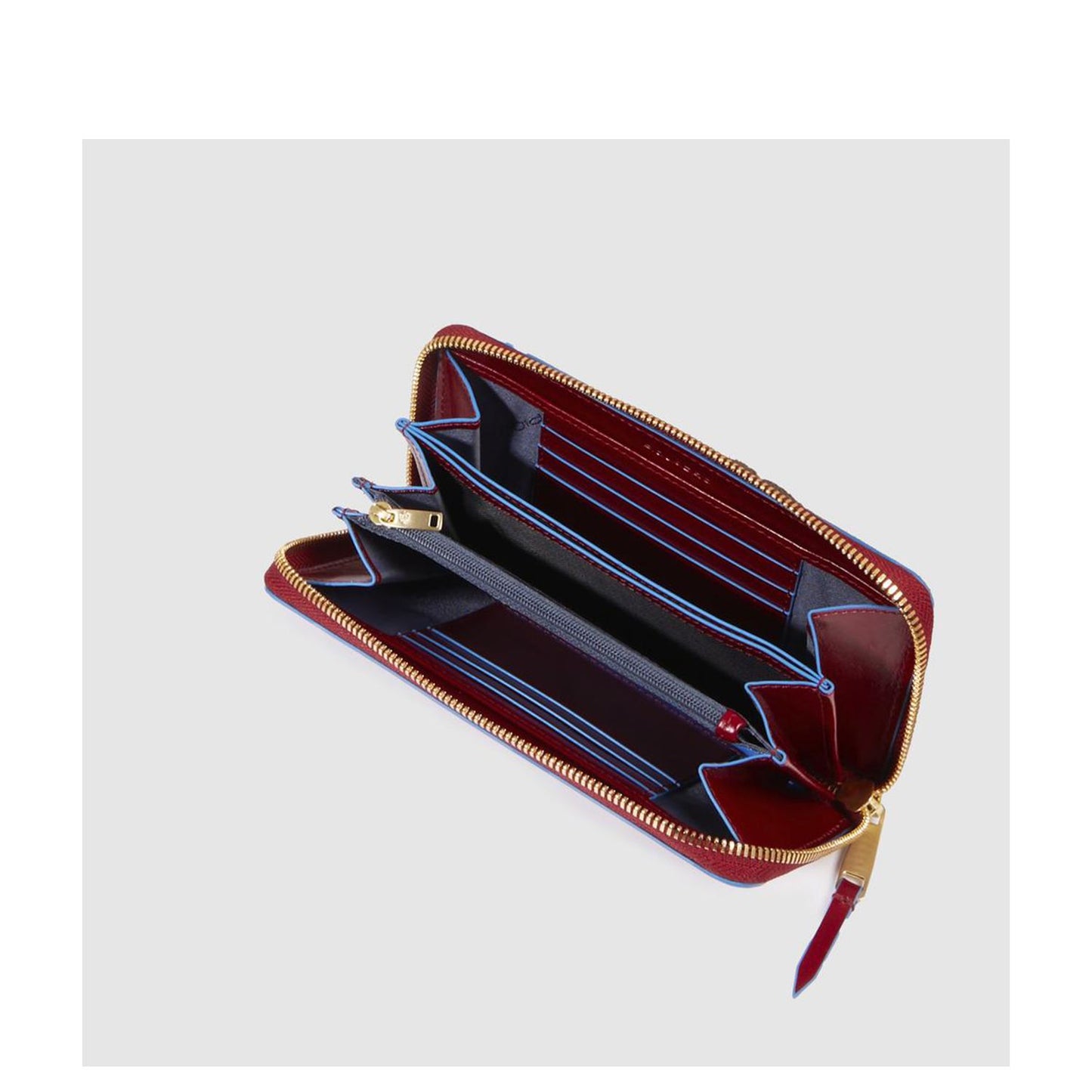 Piquadro Blue Square Women Zip Long Wallet red