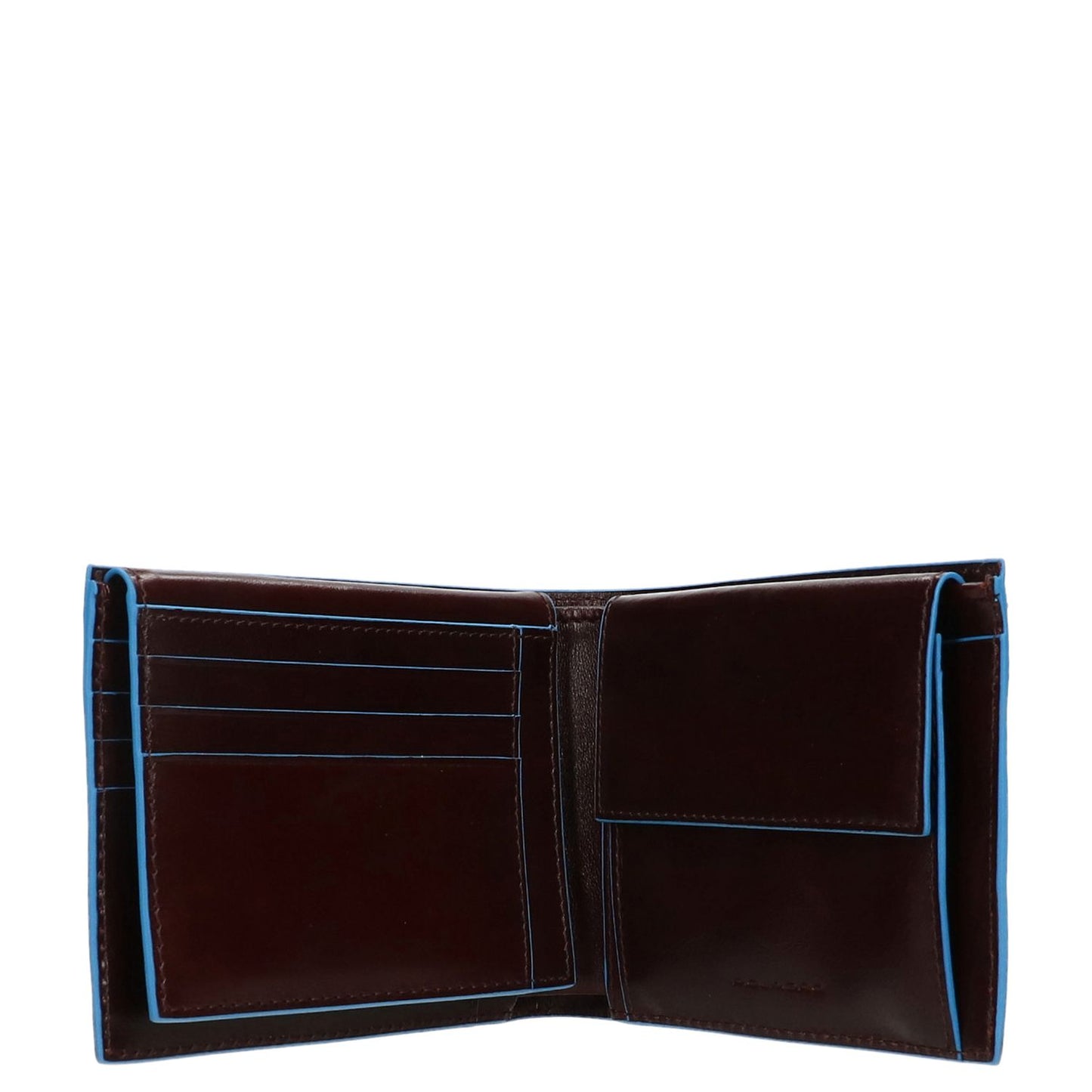 Piquadro Blue Square Men's Wallet With Flip Up With ID/Coin Pocket mahogany