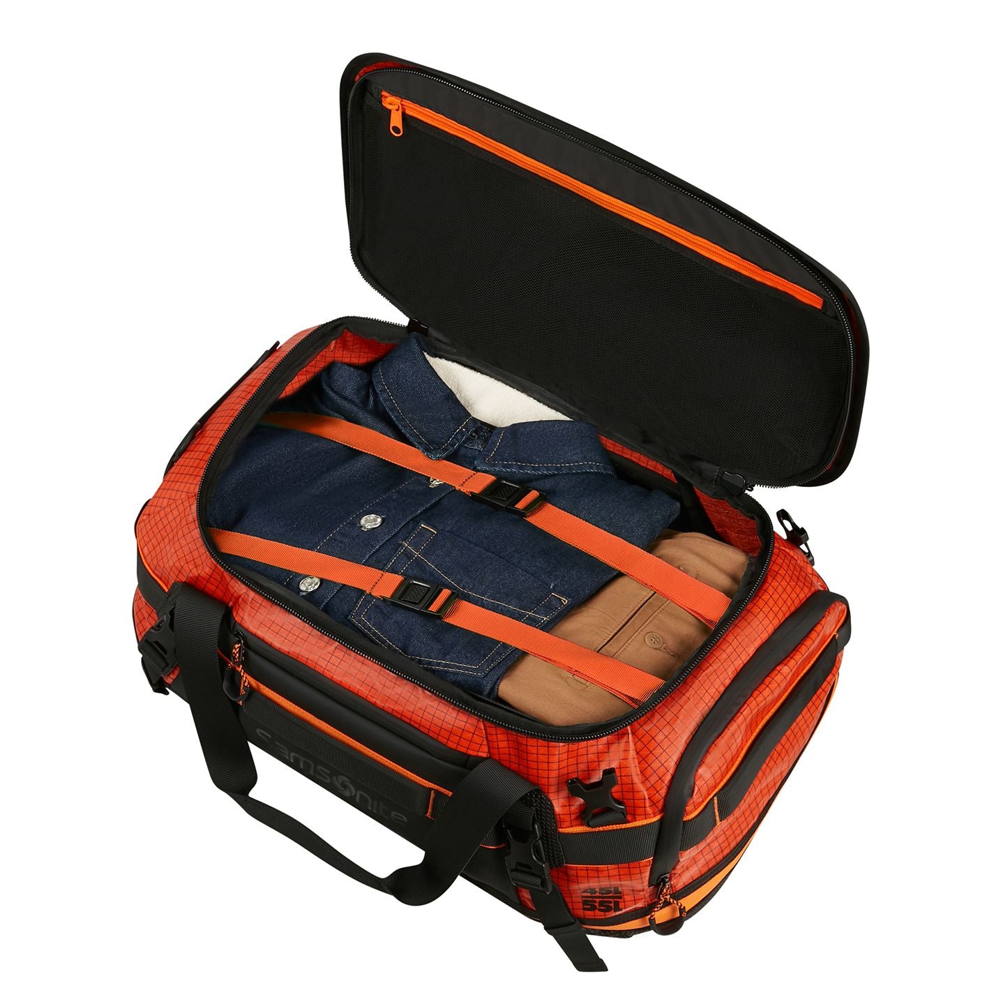 Samsonite Outtrax Duffle S - Uitbreidbaar 45/55 liter - 26/30x55x34 cm - tangerine red