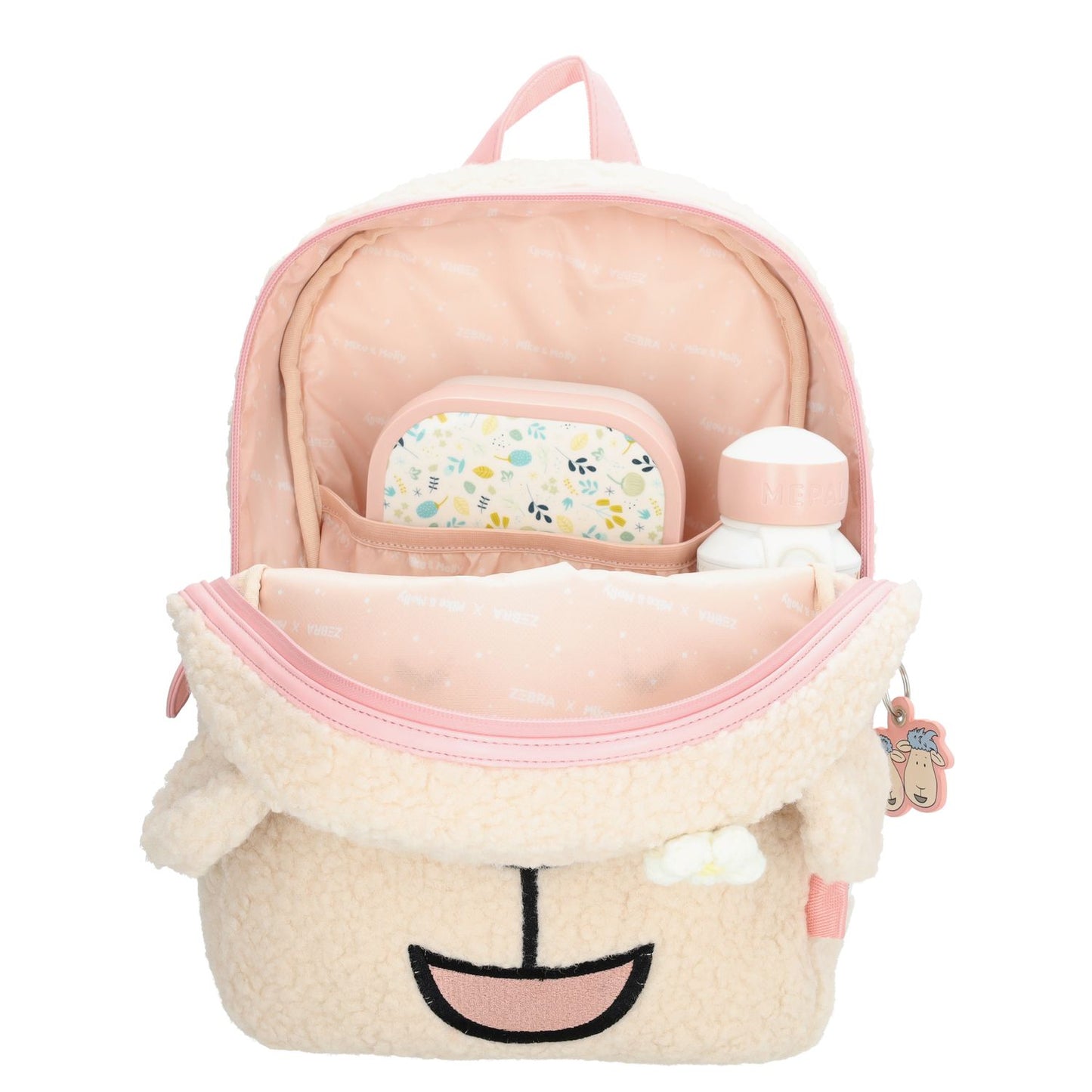 Zebra Trends Mike & Molly Kinderrugzak - teddylook - met borstriem creme