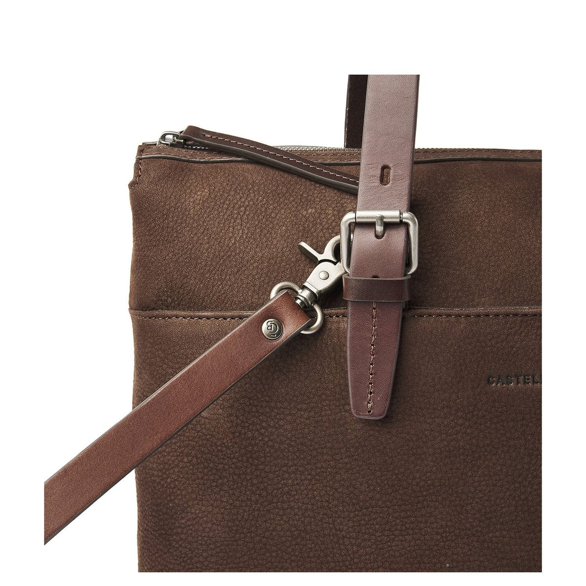 Castelijn & Beerens Nubuck Schoudertas - RFID bescherming - 15.6" laptopvak - mocca