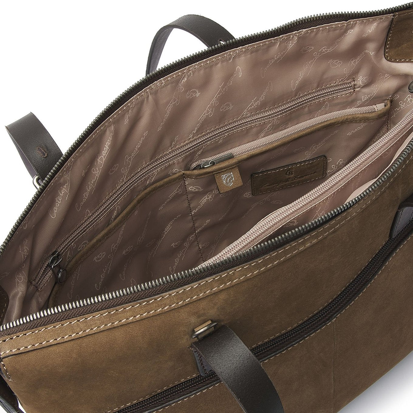 Castelijn & Beerens Nubuck Schoudertas 15.6" RFID taupe