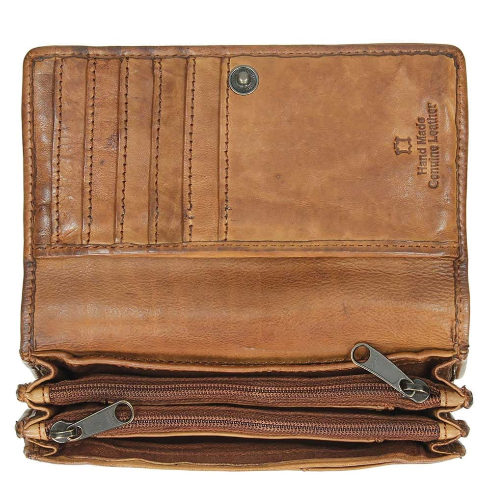 Bear Design Cow Lavato Ladies Wallet 12cc cognac