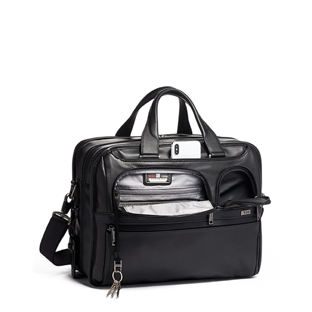 TUMI Alpha Expandable Organizer Laptop Brief Leather black