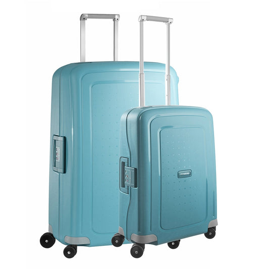 Samsonite S'Cure Spinner 55 + 75 Set Aqua Blue Hard Case