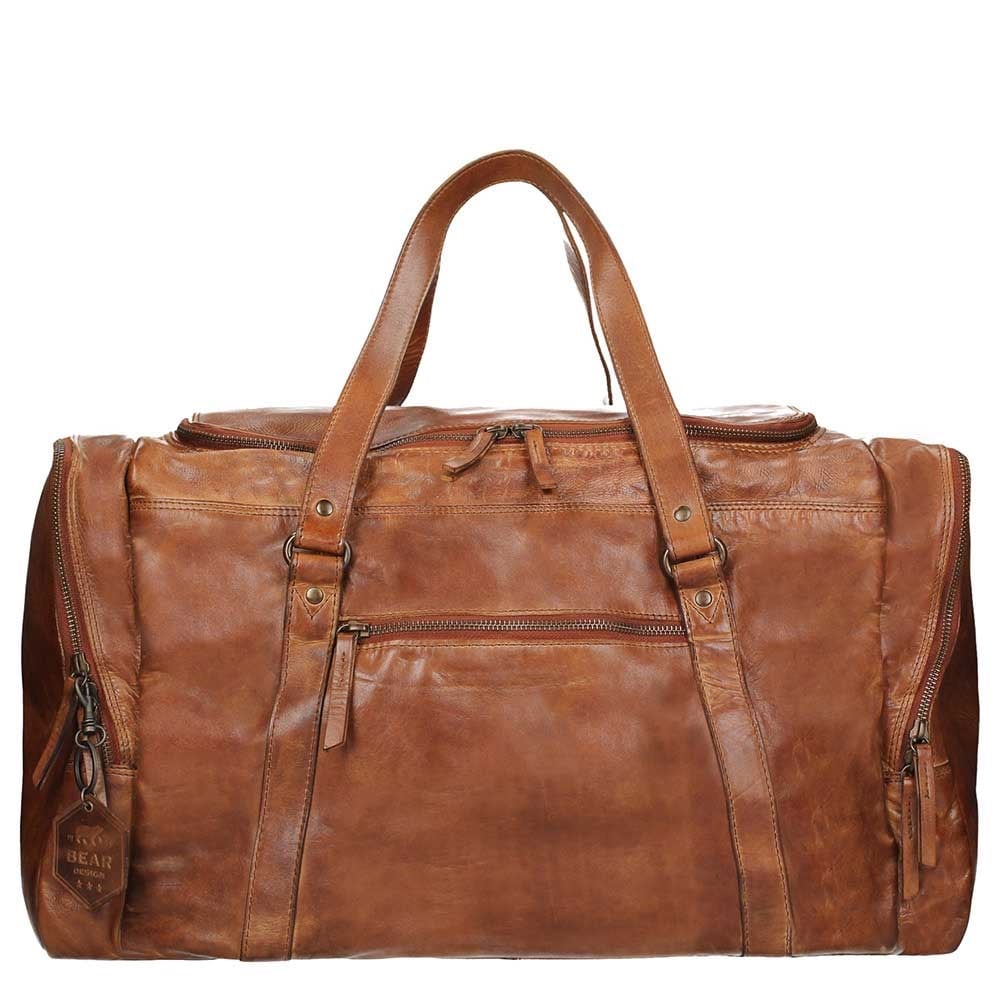 Bear Design Cow Lavato Weekendtas cognac