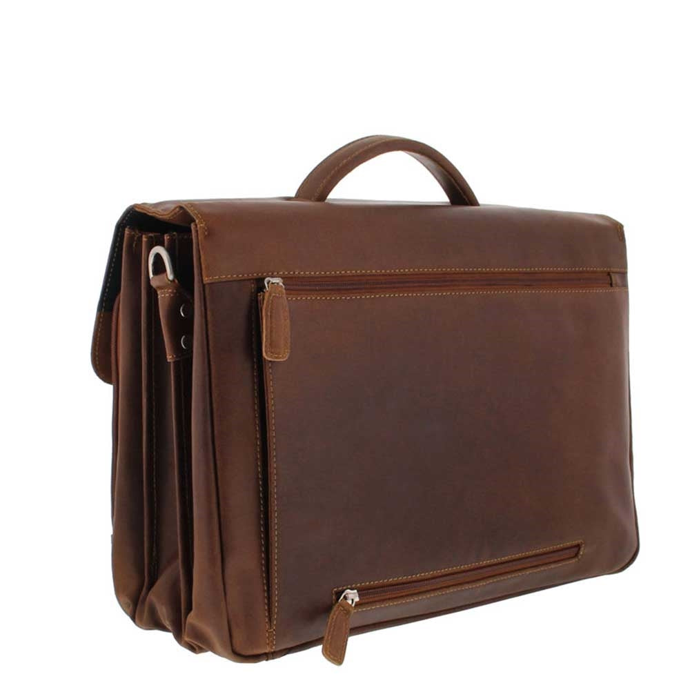 Plevier Vintage Oxford Laptoptas 3 vaks 15.6" donkerbruin