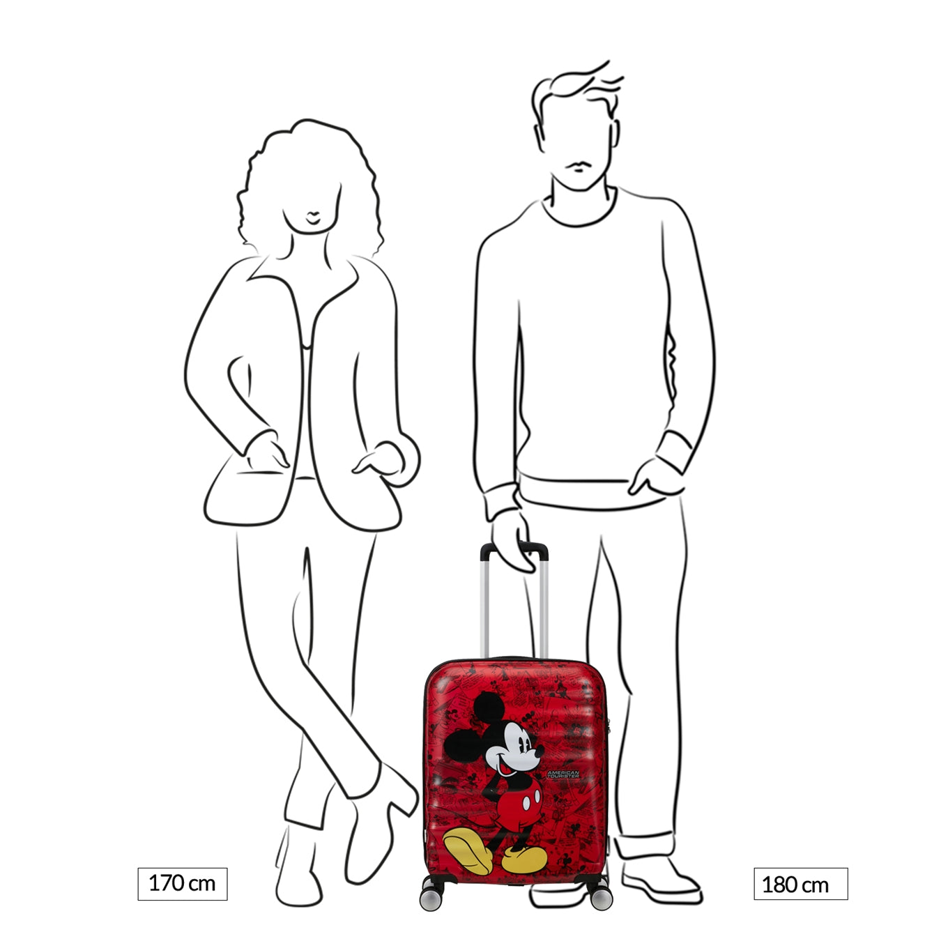 American Tourister Wavebreaker Disney Spinner 55/20 TSA mickey comics red