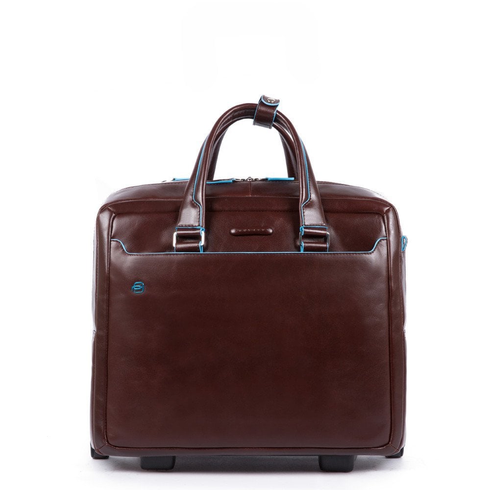 Piquadro Black Square Briefcase with wheels brown