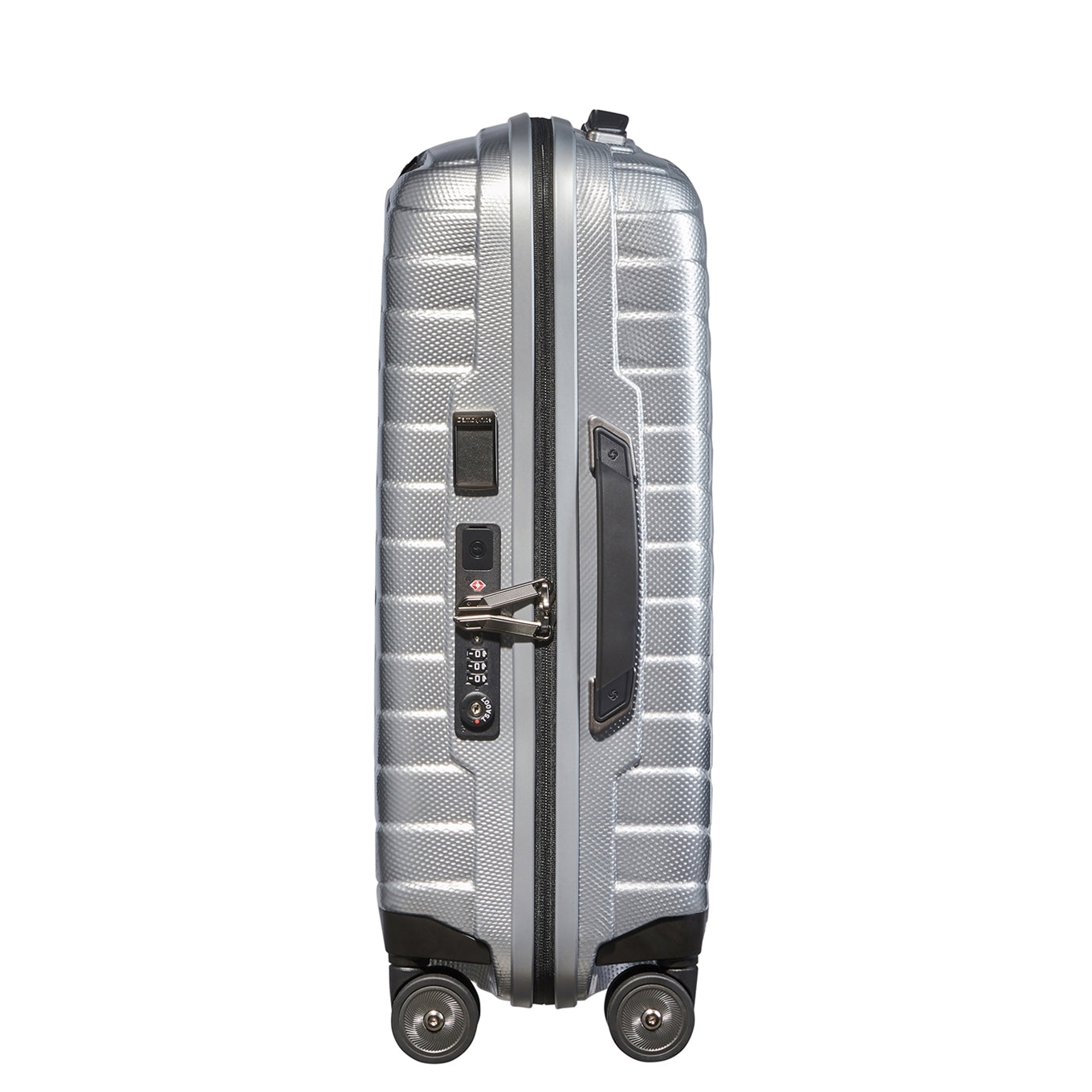 Samsonite Proxis Spinner 55 erweiterbares silbernes Hartschalenetui