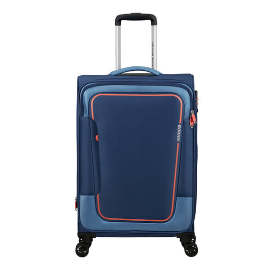 American Tourister Pulsonic Spinner 68 EXP Combat Navy Weicher Koffer