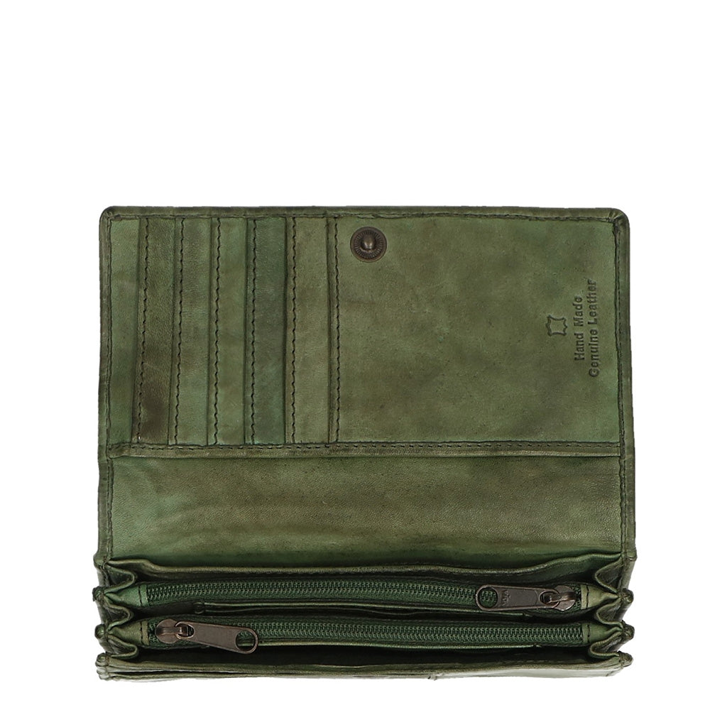 Bear Design Cow Lavato Dames Portemonnee 12cc olive green