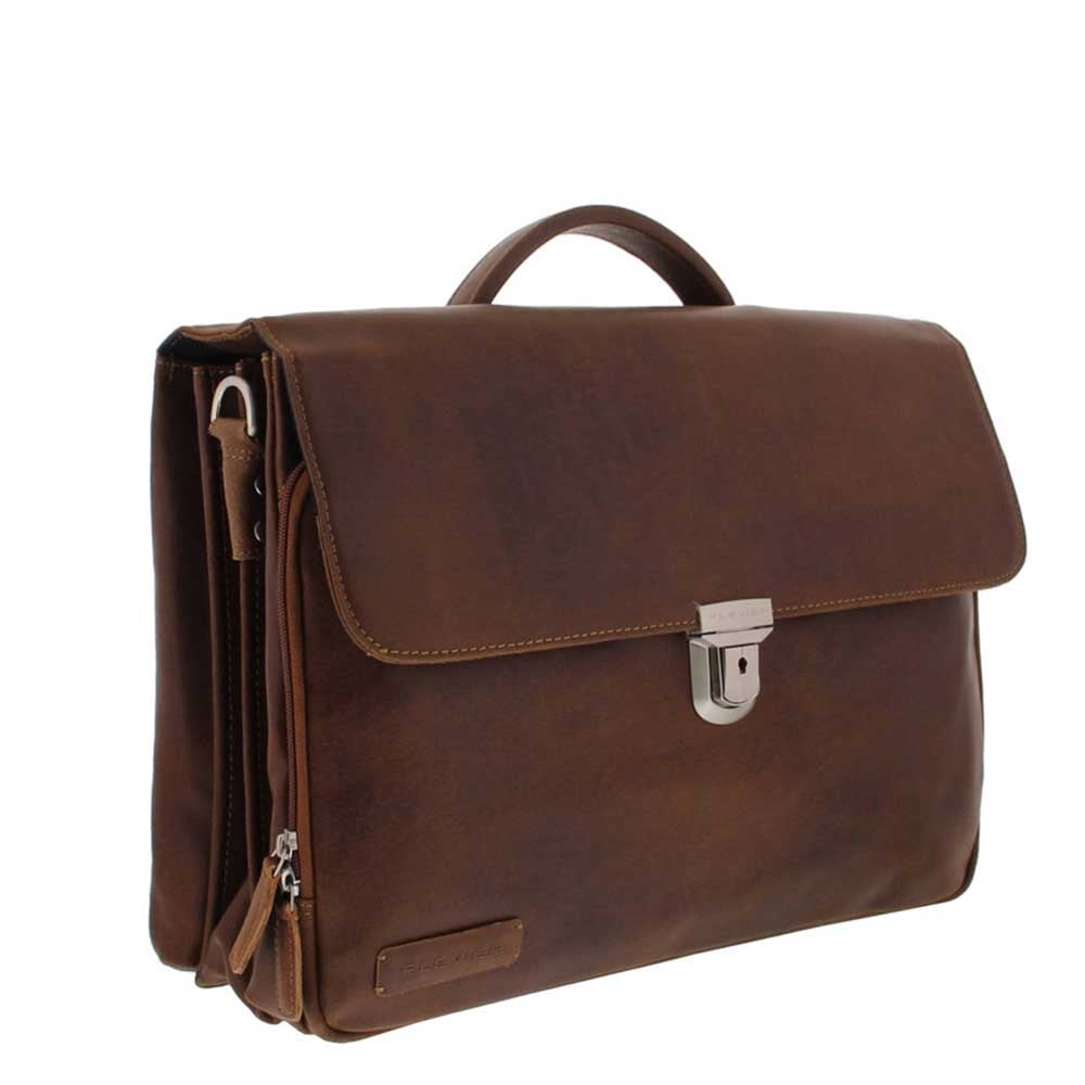 Plevier Vintage Oxford Laptoptas 3 vaks 15.6" donkerbruin