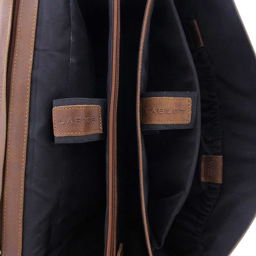 Plevier Vintage Oxford Laptoptas 3 vaks 15.6" donkerbruin