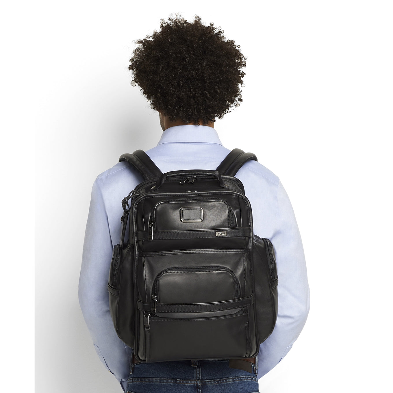 TUMI Alpha Leather Brief Pack Backpack black