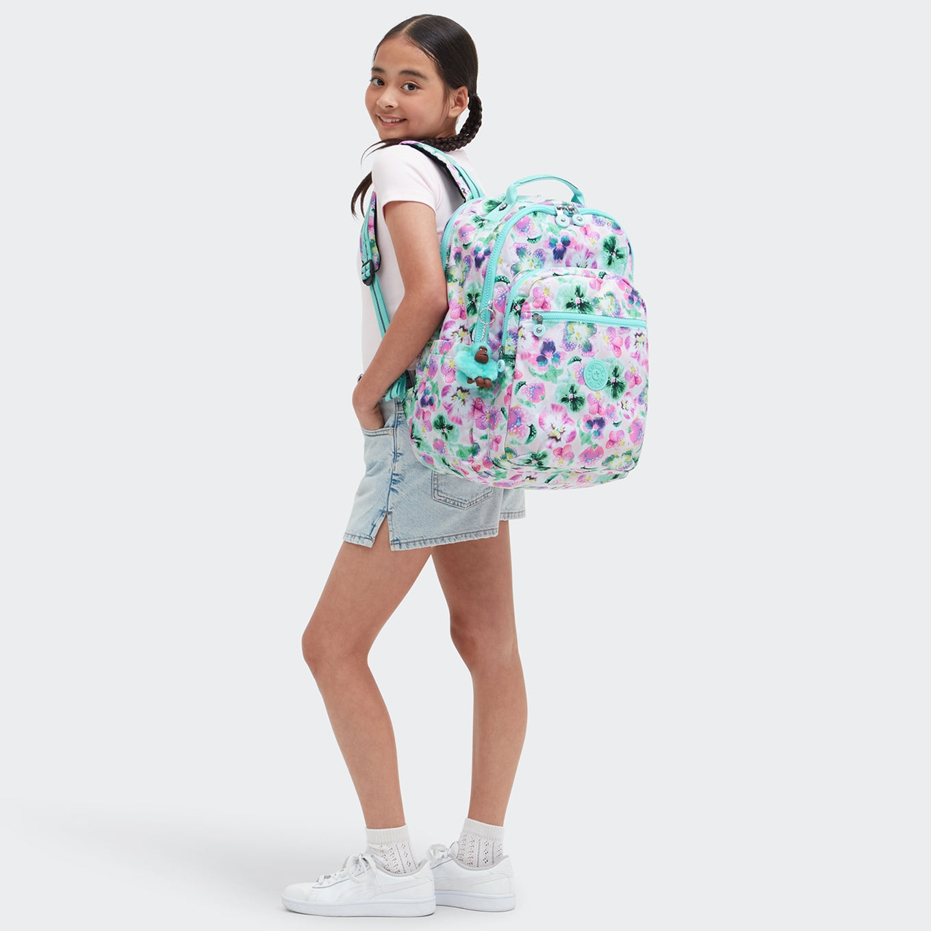 Kipling Seoul College Aqua Blossom Rucksack