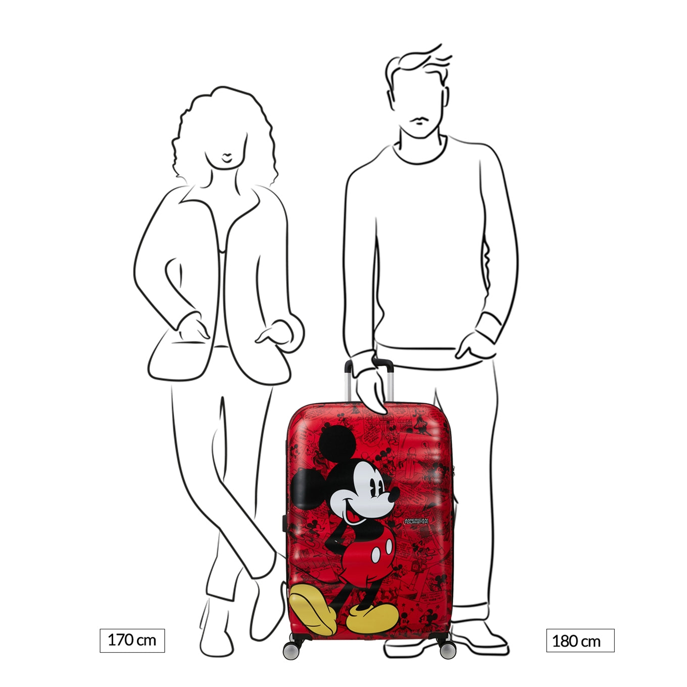 American Tourister Wavebreaker Disney Spinner 77/28 TSA mickey comics red Hard Case