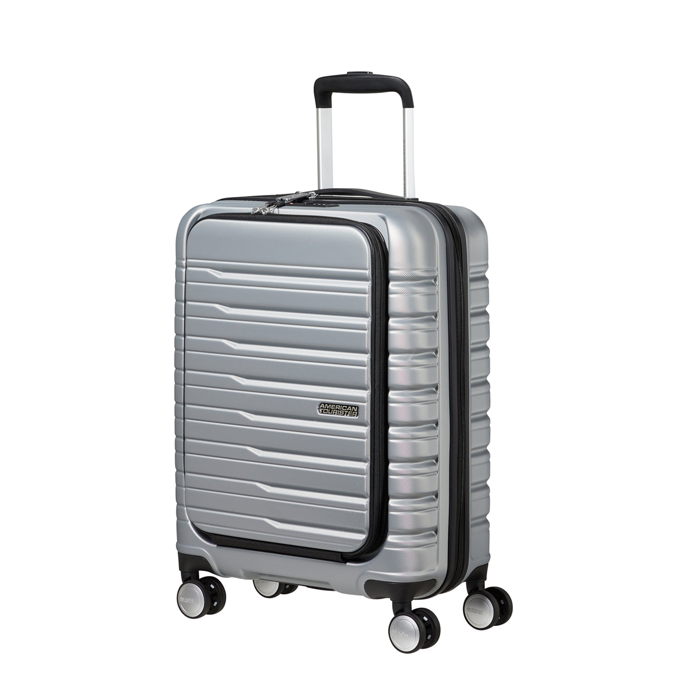 American Tourister Flashline Spin. 55/20 Frontloader Cabin Trolley sky silver