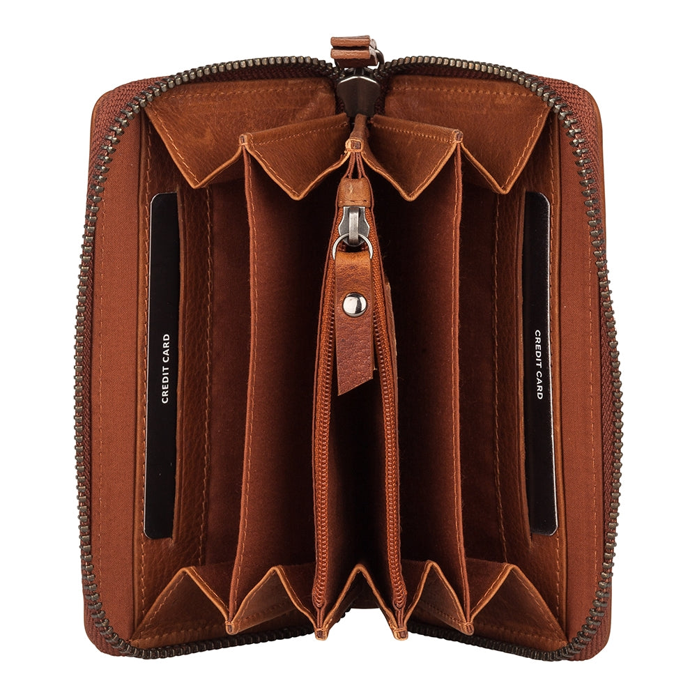 Burkely Antique Avery Wallet M Back Zipper cognac