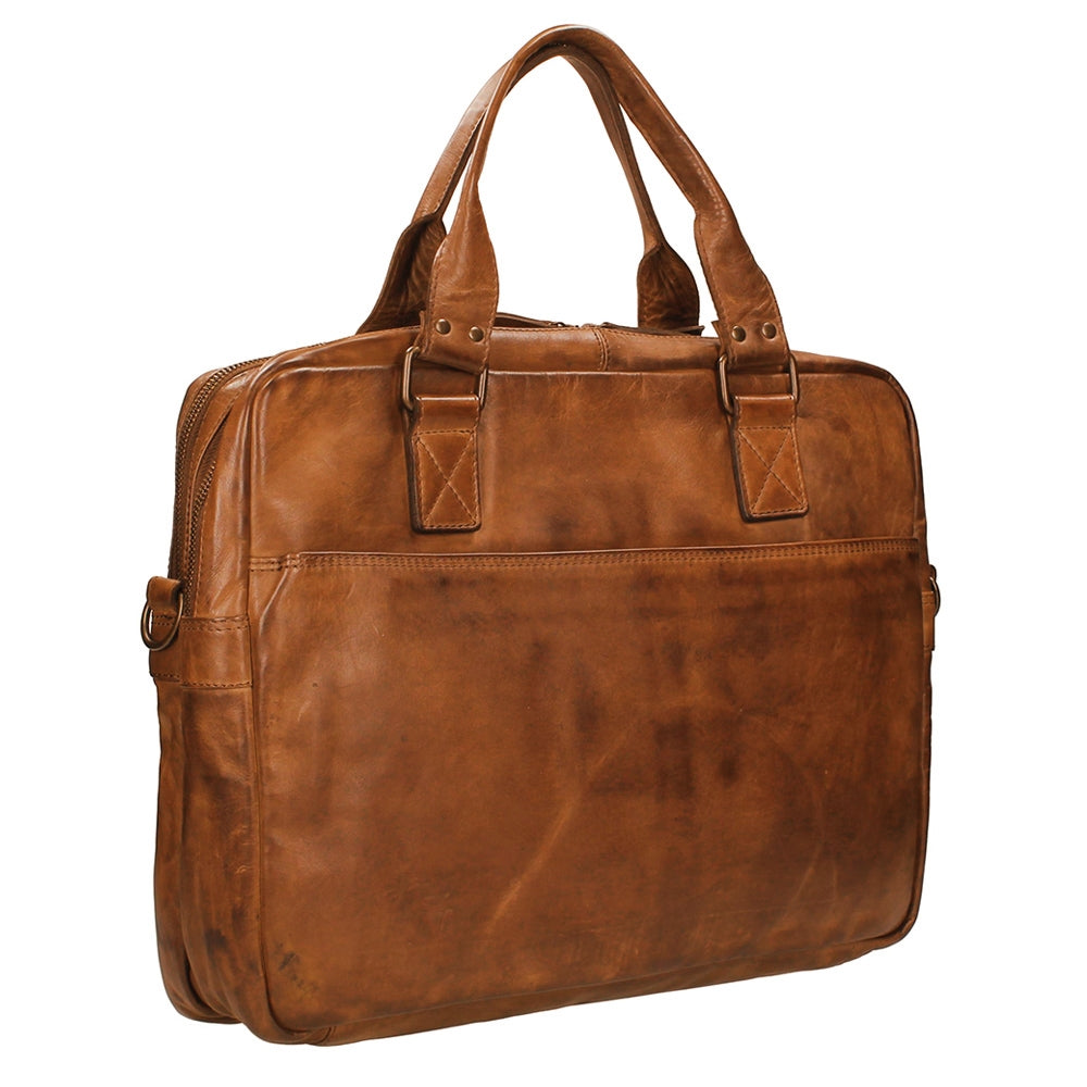 Bear Design Cow Lavato Laptoptas cognac