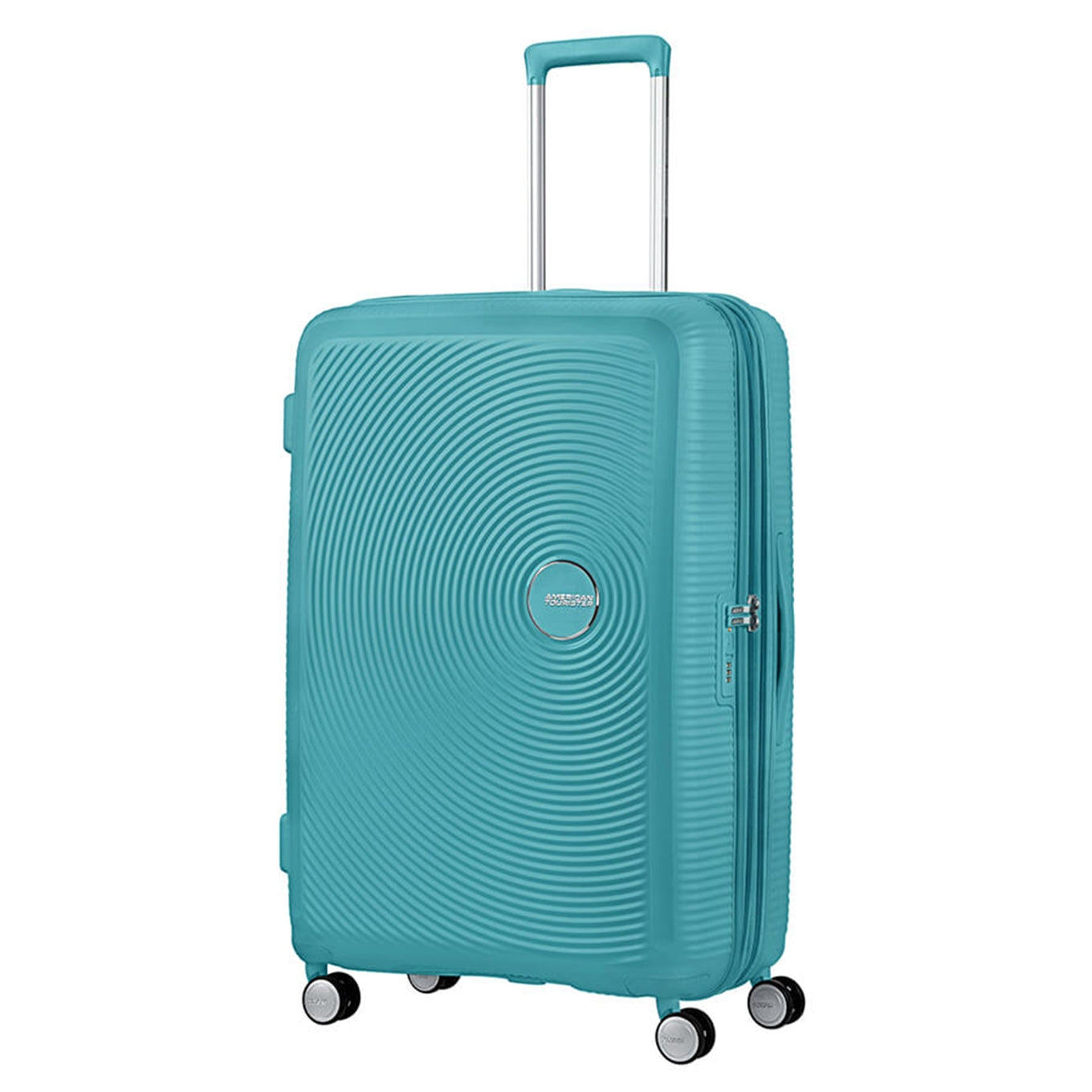American Tourister Soundbox Spinner 77 Erweiterbarer türkisfarbener Tonic-Hartschalenkoffer