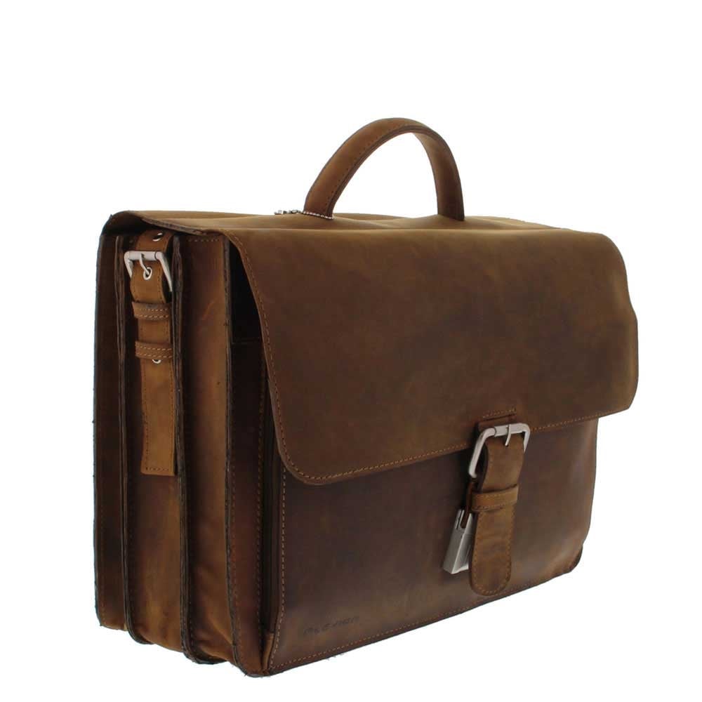 Plevier Retro Newton Laptop Bag 3 compartments 15.6" brown