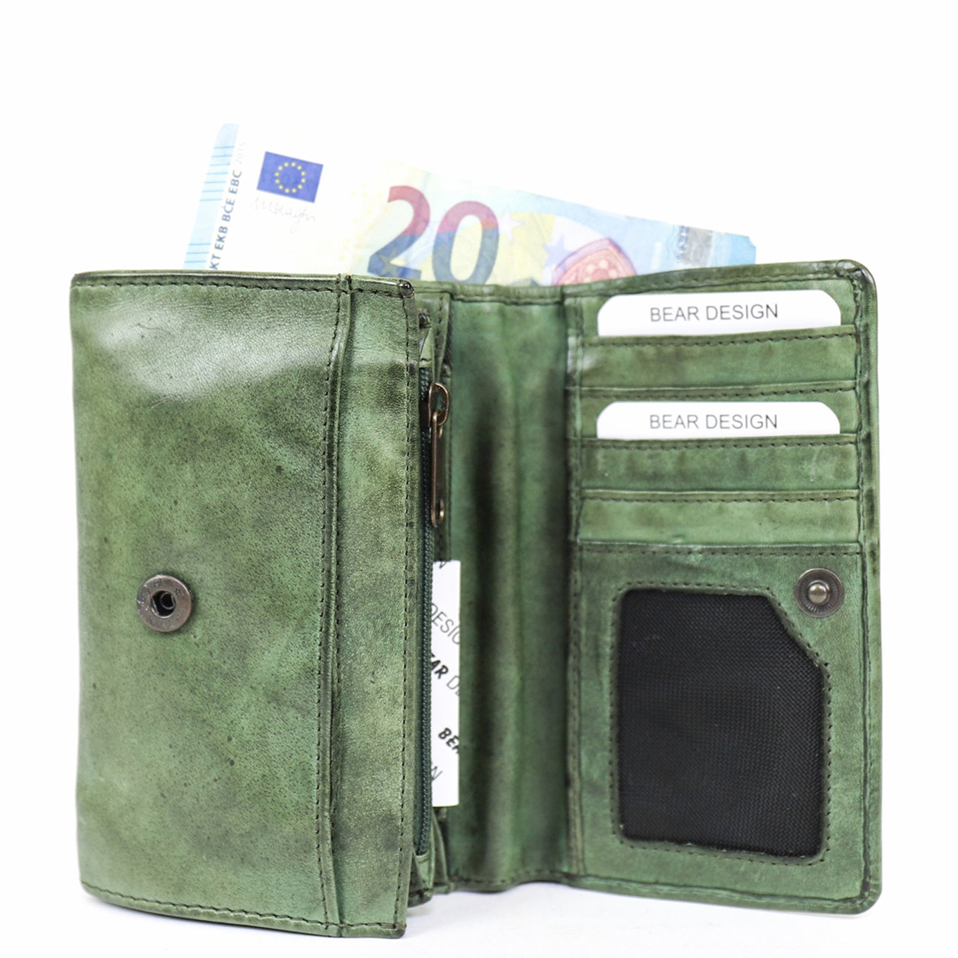 Bear Design Flappie Portemonnee green