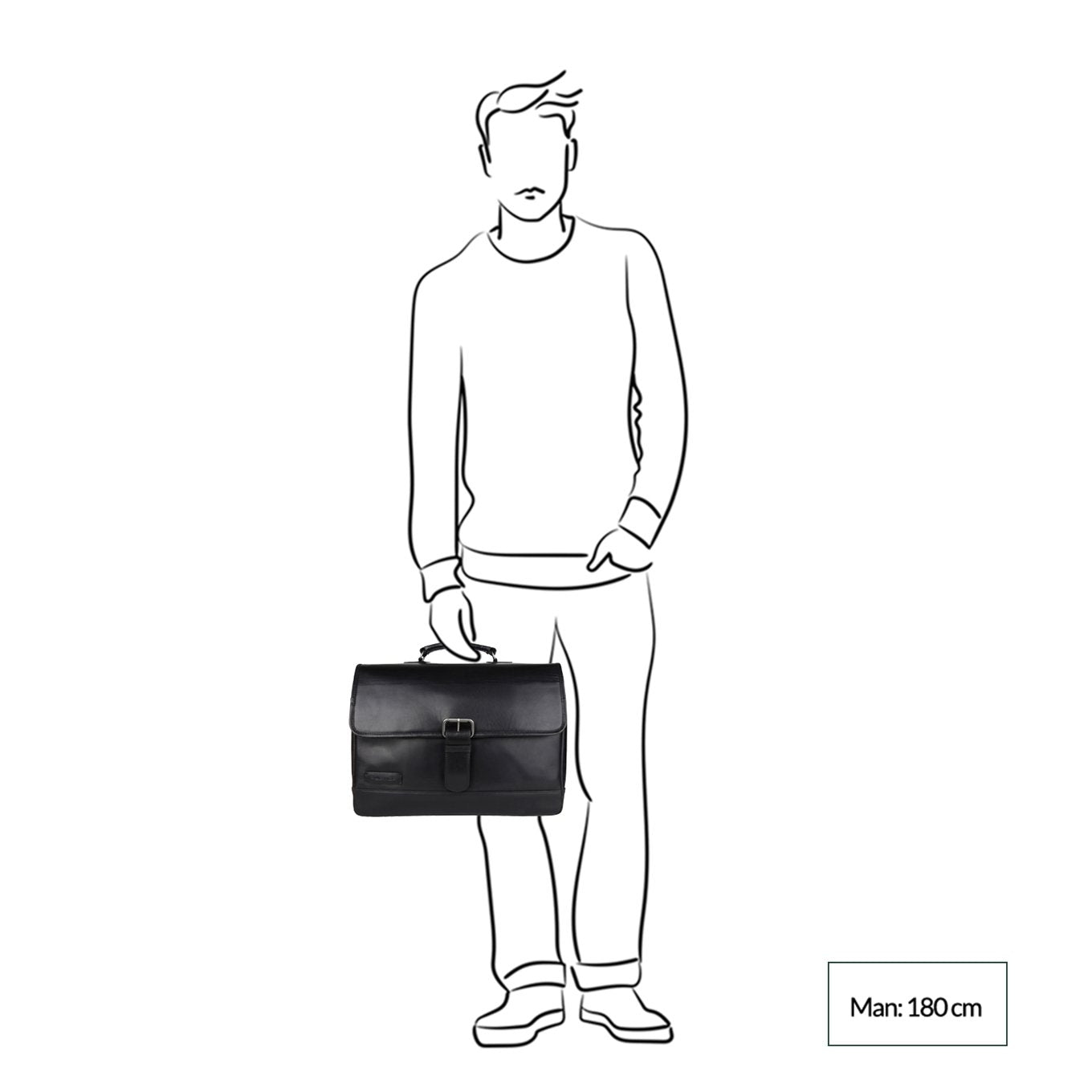 Plevier Quartz Vollnarben-Laptoptasche mit 3 Fächern, 15,6 Zoll, schwarze Aktentasche